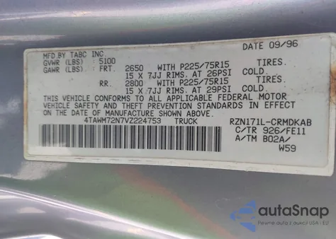 1997 Toyota Tacoma from USA, damaged, VIN 4TAWM72N7VZ224753